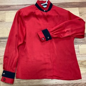 Jac Dale, Size 40 Red/Black Trim at neck & Cuffs, beautiful buttons.  Excellent